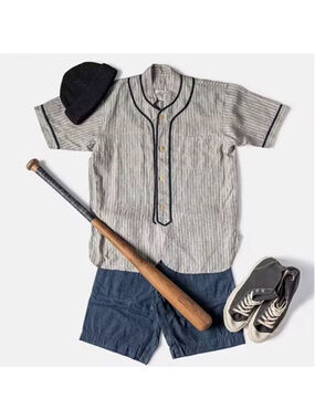 1930s Striped Linen Baseball Shirt Bronson Size 38 Out Of Stock Last One